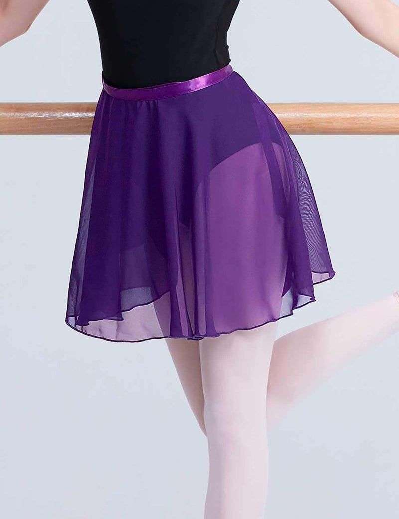 Daydance تنورة باليه نسائية بنفسجي من دايدانس للبالغين، شيفون شفاف للرقص كوشاح فوق الزي - Image 2